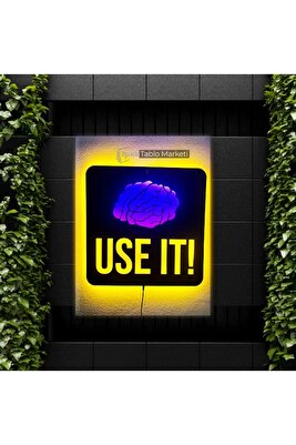 Tablo Marketi Use It Yazılı Tablo, Duvar Dekor Ahşap, Neon Işık, Ledli Tablo, Duvar Sü ürün fotoğrafı