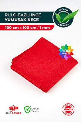 Kırmızı Metrelik Keçe 180 gr 100x100 Cm Ölçülerinde Renkli Keçe Kumaş 1 Metre ürün fotoğrafı