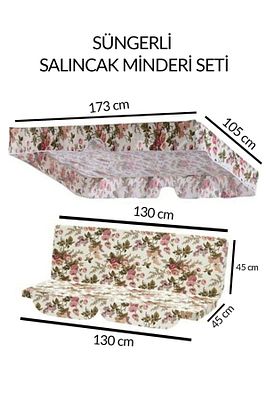 Salıncak Minder Seti Tenteli Ingiliz Gülü Salıncak Minder Seti 2 Kişilik Süngerli Işbir Gri Sünger ürün fotoğrafı