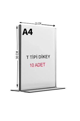 Heroglas(10 ADET) A4 T Tipi Dikey Masa Üstü Şeffaf Pleksi / Föylük-Fiyatlık-Menü-Broşürlük ürün fotoğrafı