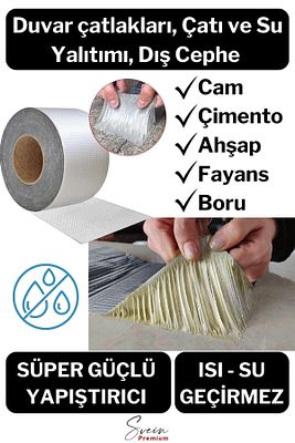 Su Geçirmez Sızdırmaz Alev Geciktirici Dayanıklı Sakız Bant 48 Mm X 2 Mt Alüminyum Tamir Bandı ürün fotoğrafı