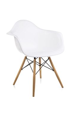 Lisa Beyaz Kolçaklı Eames Sandalye - Cafe Balkon Mutfak Sandalyesi ürün fotoğrafı