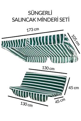 Salıncak Minder Seti Tenteli Salıncak Minder Seti Yeşil Beyaz 2 Kişilik Süngerli Işbir Gri Sünger ürün fotoğrafı