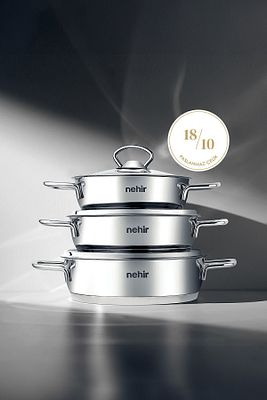 Silver 6 Parça Paslanmaz Çelik Sahan Seti (16-18-20 CM) ürün fotoğrafı