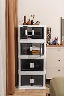 4'lü Portatif Çok Amaçlı Tekerlekli Modüler Katlanabilir Dolap Banyo Mutfak Organizer Saklama Kutusu ürün fotoğrafı