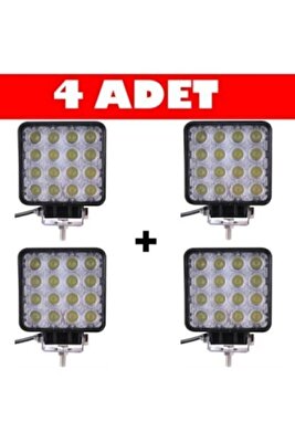 Off Road Sis Farı Sis Lambası 16 Led Kare 4'lü Paket Su Geçirmez ürün fotoğrafı