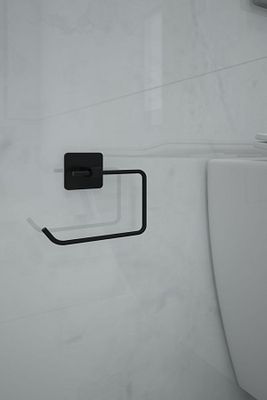 Jasmin Yapışkanlı Siyah Kare Açık Tuvalet Kağıtlığı, Wc Kağıtlık, Tuvalet Kağıdı Askısı ürün fotoğrafı