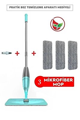 Mop Sprey Mop, Pratik Temizlik Seti + Temizlik Fırçası Hediyeli 3 Bezli ( Distribütör Garantili ) ürün fotoğrafı