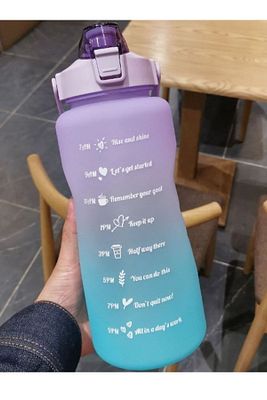 Motivasyonel Su Matarası Su Şişesi Suluk 2litre Tritan Spor Salonu Su Şişesi Pembe ürün fotoğrafı