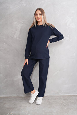 Hamile ve Lohusa Bisiklet Yaka Waffle Kumaş Alt Üst Eşofman Takımı ürün fotoğrafı