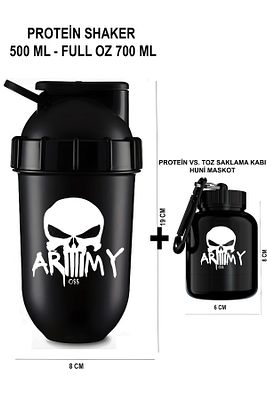 Protein Shaker + Toz Saklama Hunisi Sporcu Shaker + Toz Saklama Kabı Fitness Shaker Pillbox ürün fotoğrafı