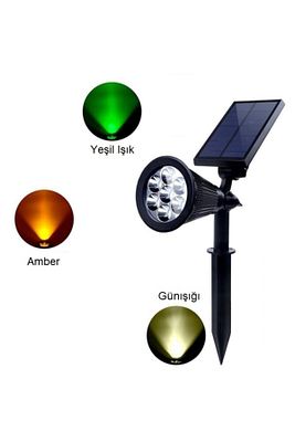 7w Solar Güneş Enerjili Kazıklı Çim & Bahçe Aydınlatma Armatürü, Beyaz Işık ürün fotoğrafı