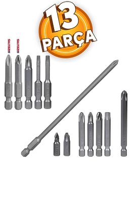 - Klytek Matkap Bits Uç Vidalama Ucu Düz Yıldız Torx Uçları Seti (13 PARÇA) ürün fotoğrafı