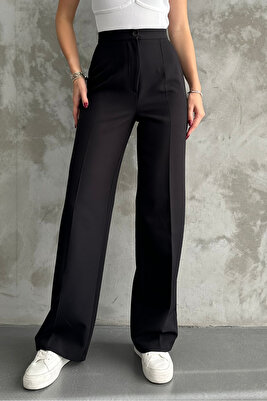 Kadın Yeni Sezon Yüksek Bel Klasik Siyah Kumaş Pantolon ürün fotoğrafı