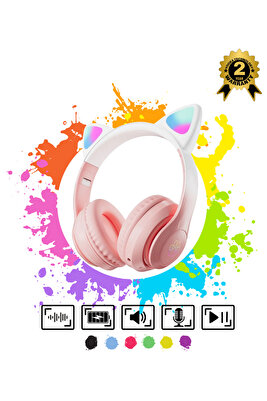 Çocuk Bluetooth Kulaklık Kedi Kulaklık Pro 5.0 Akıllı Rgb Led Detaylı Bluetooth Kablosuz ürün fotoğrafı