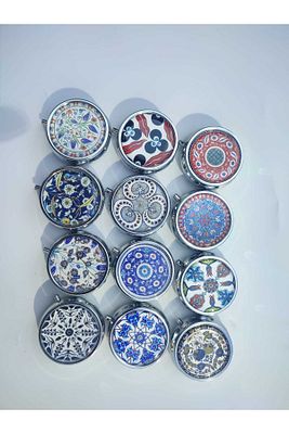 Metal Cep Küllük,kapaklı Küllük Erkek Cep Küllük Çini Desenli ürün fotoğrafı