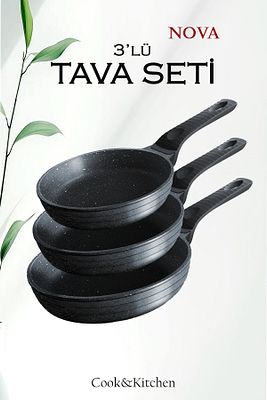 Linka Home 3’lü Tava Seti 20 24 28 Cm Granit Döküm ürün fotoğrafı