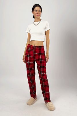 Kırmızı Siyah Beyaz Kadın Yumuşak Dokulu Pijama Altı Eşofman Pamuklu ürün fotoğrafı