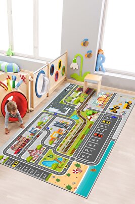 Oyun Halısı Makinede Yıkanabilir Kaymaz Taban Leke Tutmaz Çocuk Odası Halısı ürün fotoğrafı