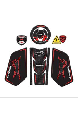 Tvs Apache Uyumlu Tank Pad Seti Kırmızı Siyah Red Edition Redlinegrafik ürün fotoğrafı