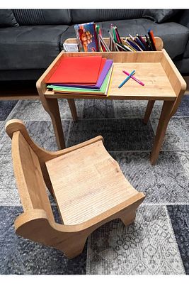 Montessori Çocuk Oyun & Aktivite & Çalışma Masa ve Sandalyesi ürün fotoğrafı