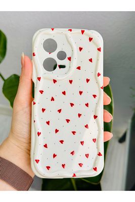 Xiaomi Redmi Note 12 Pro 5g Uyumlu Kırmızı Kalpler BASKI Tasarımlı Silikon Kılıf ürün fotoğrafı