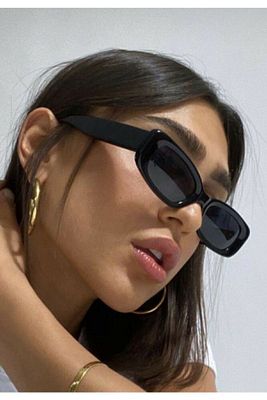 Unisex Siyah Kare Dikdörtgen Vintage-retro Güneş Gözlüğü ürün fotoğrafı