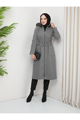 Kaşe Kadın Kışlık Tesettür Kaban Kapşonlu 20241 ürün fotoğrafı