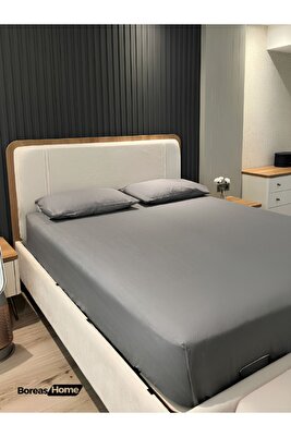 Pamuklu Ranforce Gri Battal Lastikli Çarşaf Seti (180X200) 2 Adet Yastık Kılıfı ürün fotoğrafı