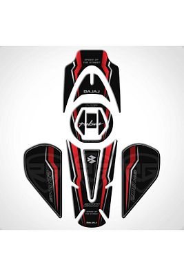 Bajaj Pulsar Ns 200 2011-2020 Uyumlu Tank Pad Set Dark Flame Serisi Kırmızı-siyah ürün fotoğrafı