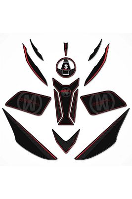 Mondial Drift L Full Tank Pad Set Siyah - Kırmızı ürün fotoğrafı