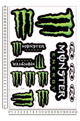 Monster Yeşil Motosiklet Sticker Seti ürün fotoğrafı