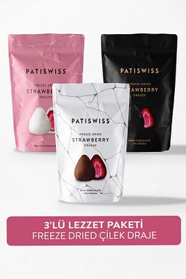 Sütlü, Bitter Ve Beyaz Çikolata Kaplı Çilek Draje Seti, 80g X 3 Adet ürün fotoğrafı