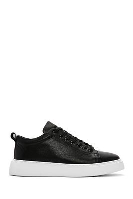 Erkek Siyah Bağcıklı Kalın Tabanlı Deri Sneaker 24sfd6821ft ürün fotoğrafı