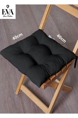Siyah Renkli Özel Dikim Bağcıklı Pofuduk Sandalye, Koltuk, Tabure Minderi 40x40 Cm ürün fotoğrafı
