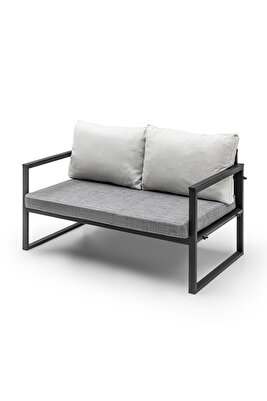 Bahçe,balkon,cafe -metal Koltuk Kanepe ,bahçe Mobilyası (128cm) Gri ürün fotoğrafı
