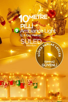 10 Metre Pilli Peri Led Dekor Işık Gün Işığı Yılbaşı Çam Ağacı Ev Süsleme Dekoratif Lamba Gün Işığı ürün fotoğrafı