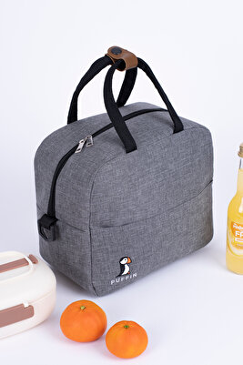 TERMAL BESLENME ÇANTASI Isı Yalıtımlı Su Geçirmez Yemek Taşıma Beslenme Çantası Askılı PUFFİN GRİ ürün fotoğrafı