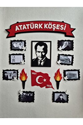 Meşaleli Resimli Atatürk Köşesi Keçe / Atatürk Panosu ürün fotoğrafı