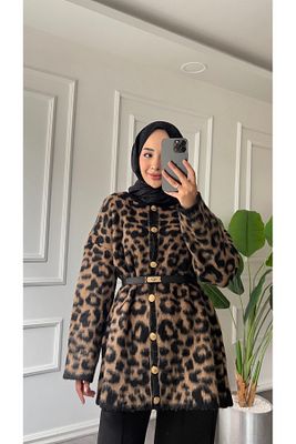 Niche Kadın Leopar Desenli Uzun Triko Hırka ürün fotoğrafı