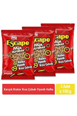Mix Kraker Kısa Çubuk - Fiyonk - Halka 150 gr x 3 Adet ürün fotoğrafı