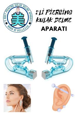 2 Adet Tek Kullanımlık Kulak Delme Tabancası(AĞRISIZ) Metalik Renk Küpeli ürün fotoğrafı