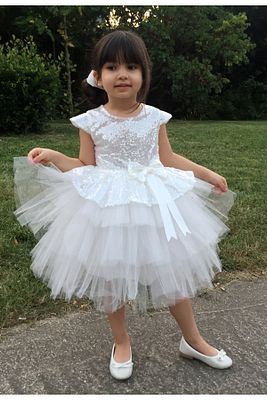 beyaz pullu,doğum günü,abiye,tütü kız çoçuk elbisesi ürün fotoğrafı