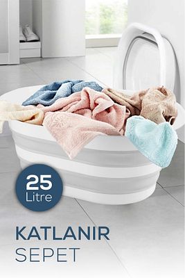 25 Litre Katlanır Çamaşır Sepeti - Katlanır Sepet ürün fotoğrafı