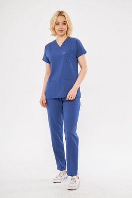 Fırtına Mavi Likralı Unisex Yarasa Kol Hemşire Ve Doktor Forması Takımı Scrubs Hastane Üniforması ürün fotoğrafı