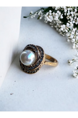 Black Diamond Taşlı Inci Yüzük ürün fotoğrafı