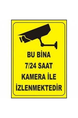 Sonsan Uyarı Levhaları "bu Bina 7/24 Saat Kamera Ile Izlenmektedir" A4 Dekota ürün fotoğrafı