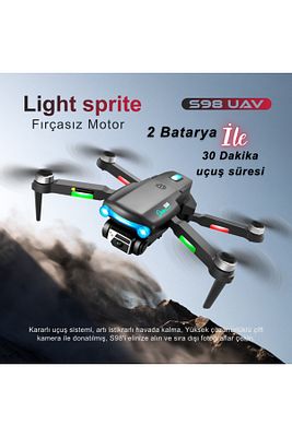 S98 Wıfı 1080p Hd Çift Kameralı Işıklı 2 Batarya Ile 30dk Uçuş Süresi Taşıma Çantalı Mini Drone ürün fotoğrafı