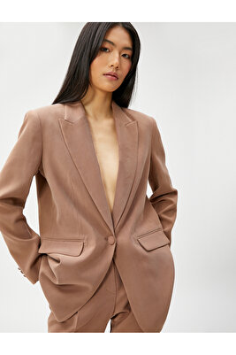 Tek Düğmeli Blazer Ceket Rayon Karışımlı ürün fotoğrafı