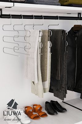 1 adet Dolap Içi Akıllı Krom Askı Pantolon Askısı 5 katlı ürün fotoğrafı
